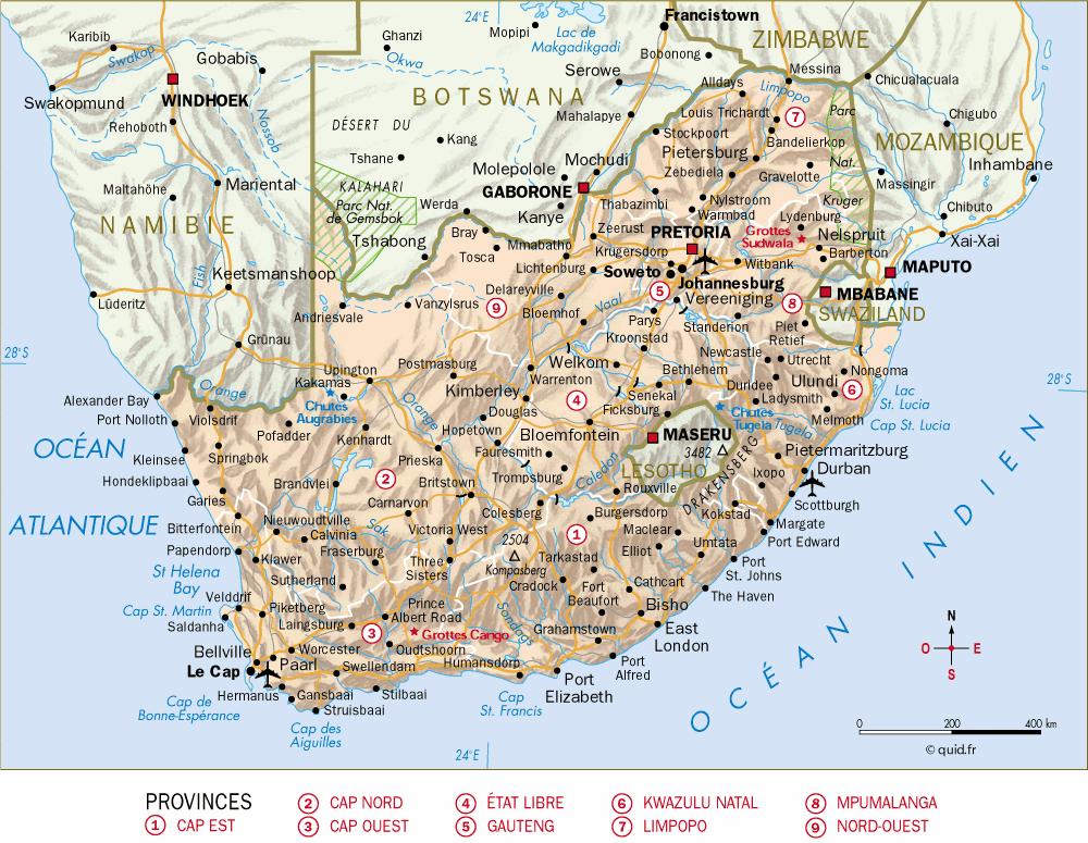 carte afrique de l ouest détaillée CARTE DE LAFRIQUE DU SUD   balladeaquatre   Afrique du Sud   Carte 